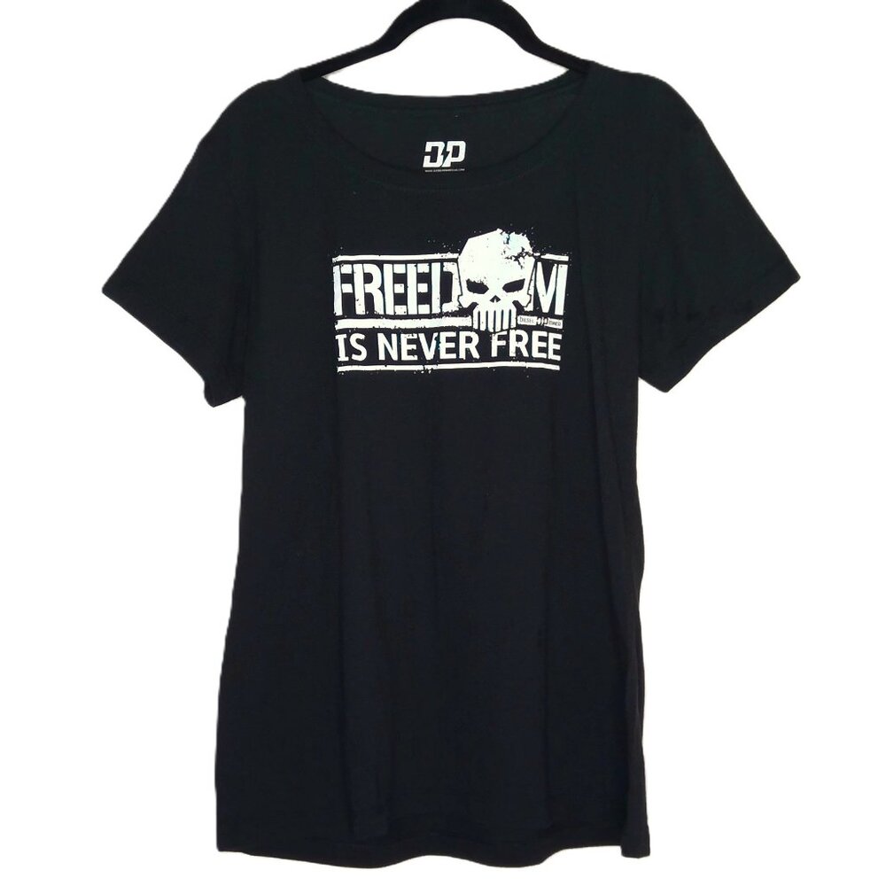 DP Diesel Power Gear Tee Shirt Skull Black White Graphic Freedom Short Sleeve XL